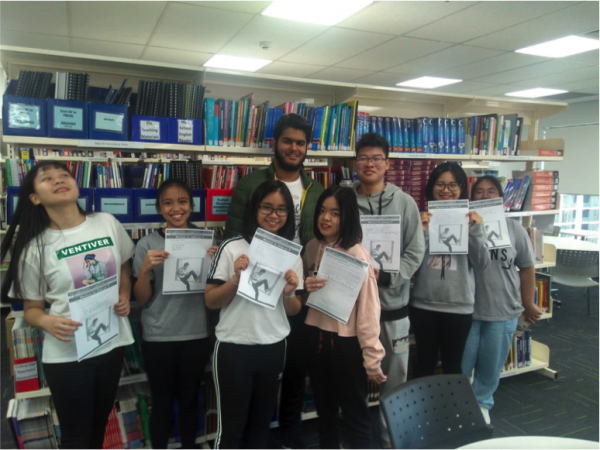 Here are the ESSP2 students during their Well-being class. Every Friday the ESSP students dedicate class time towards improving their health and well-being. In this activity students focused on the theme of happiness.  They ranked their level of happiness.  They also had to brainstorm ways to promote happiness in their everyday lives.  They will continue to monitor their feelings for the next month in order to help them maintain a positive attitude to learning and living abroad.  